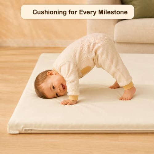Vegan Leather Baby Play Mat, 71x59 Thick Cushioned Waterproof Playpen Mat - Image 3