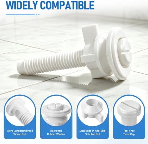5 Pack Toilet Seat Screws Kit, Plastic Bolts Nuts & Washers - Image 4