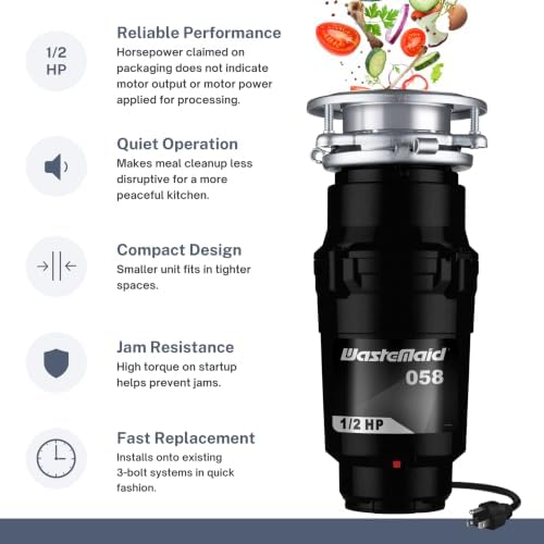 Waste Maid Garbage Disposal, Continuous Feed, 1/2 HP Economy - Image 3
