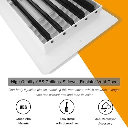 12" x 6" FanGoFast Ceiling Register Air Vent Cover Three-Way Plastic - Image 6