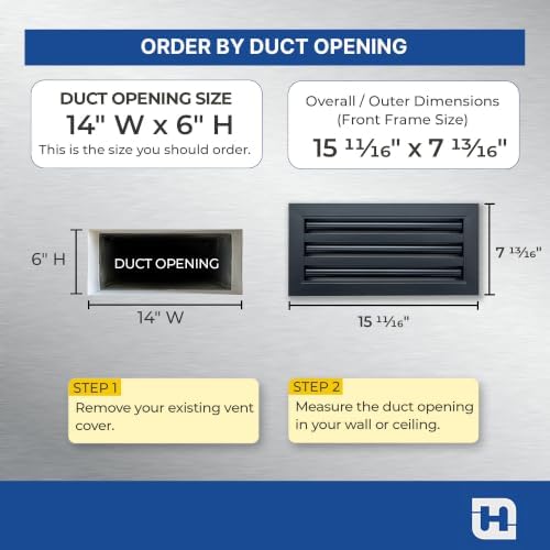 Fits 14x6 Duct Opening, Modern AC Vent Cover, Linear Slot Diffuser - Image 2
