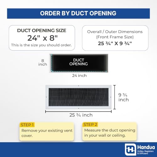 Fits 24x8 and 8x24 Duct Opening | Aluminum Eggcrate Return Air Grille | Low - Image 2