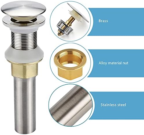 Rockgoya Bathroom Sink Drain, Drain Stopper Bathroom Sink Without Overflow - Image 3