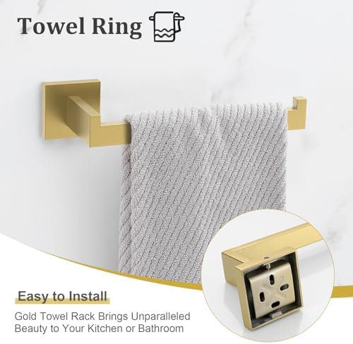 TURS Brushed Gold Bathroom Hardware Set 4-Piece Bath Towel Bar Set 24 Inch - Image 5