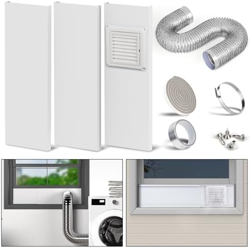 Dryer Vent Window Kit with 4 inch Dryer Vent Duct Hose & Exhaust Vent Cover by Mxclimate
