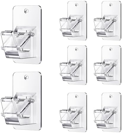 No Drill Curtain Rod Brackets, Universal Curtain Rod Holder, 8 Pack Self by EKOTTOK