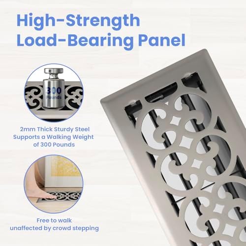 Howeall 4x10 Inches 2 Pack Heavy Duty Walkable Floor Register Easy Adjust Air - Image 2