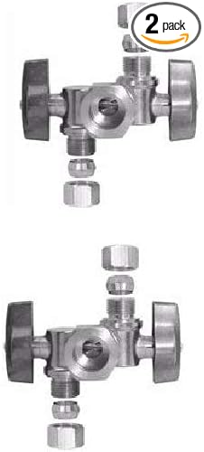 5/8" OD Comp X 3/8" Comp X 1/4" Comp Double Handles 1/4 Turn Angle Stop Water by EZ-FLUIDPlumbingProducts