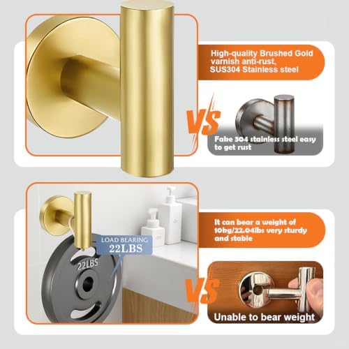 5 Pieces Bathroom Hardware Accessories Set Brushed Gold, 24Inch Bathroom Towel - Image 6