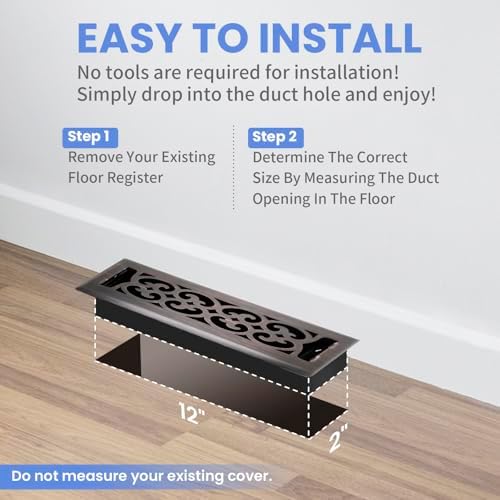 Howeall 2x12 Inches Heavy Duty Walkable Floor Register Easy Adjust Air Supply - Image 6