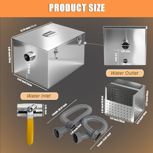 Wadoy 8 lb Commercial Grease Trap, Stainless Steel Under-Sink Interceptor - Image 2
