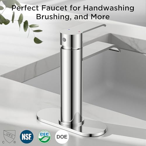 FORIOUS Waterfall Bathroom Faucet Single Hole Chrome 2 Pack - Image 6