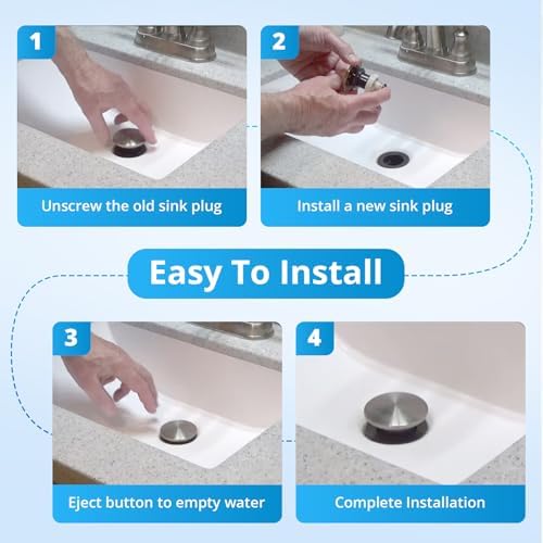 972-098A Polished Chrome Bathroom Sink Push & Seal Pop Up Drain Stopper - Image 5