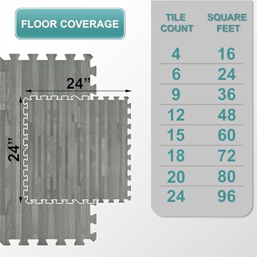 Sorbus Wood Grain Floor Tiles Foam Mat EVA Interlocking Mats Tile 3/8-Inch - Image 2