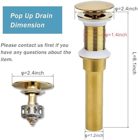 Rockgoya Bathroom Sink Drain, Pop Up Drain Assembly - Image 2