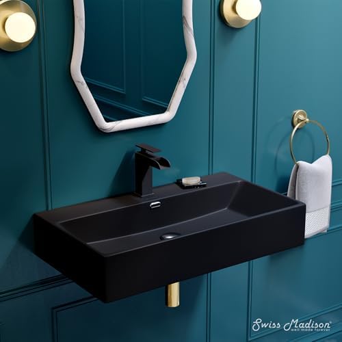 Swiss Madison Claire 30” Rectangle Wall-Mount Bathroom Sink in Matte Black - Image 6