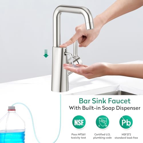 CREA Kitchen Faucets with Soap Dispenser, Swivel Right Angle Spout Bar Sink - Image 2