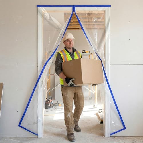 Dust Barrier Door Kit Construction Door Barrier 4'W x 7.5'H Reusable Plastic - Image 5