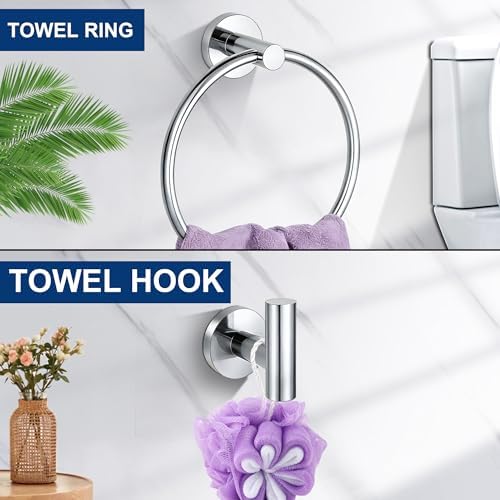 5 Pieces Bathroom Hardware Accessories Set Polished Chrome, 24Inch RoundTowel - Image 5
