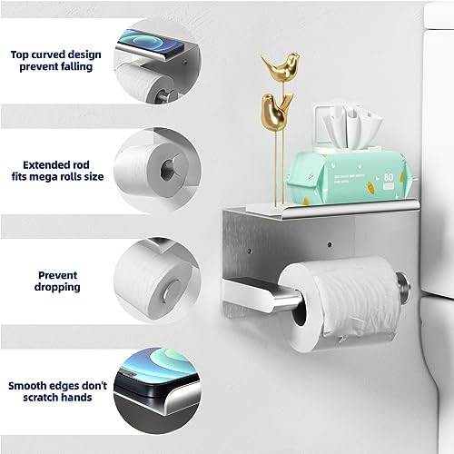 GLNLQ Brushed Nickel Toilet Paper Holder Wall Mount, Fits Mega Rolls Size - Image 3