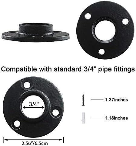 GeilSpace 3/4" Floor Flange, 10 Pack Black Malleable Iron Pipe Fittings - Image 2
