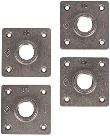 PIPE DECOR 1" Square Floor Flange Fitting, Malleable Iron, Fits One Inch by PipeD%C3%A9cor