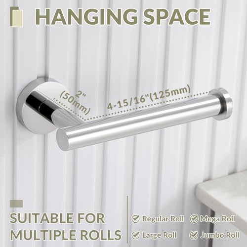 APLusee Toilet Paper Holder for Bathroom Paper Storage, Polished Chrome - Image 2
