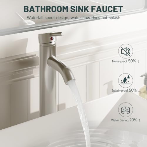 Brushed Nickel Bathroom Faucet, Vessel Sink Faucet - Image 5
