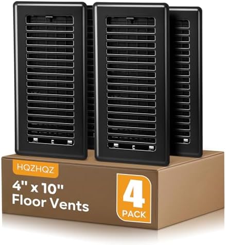 Black Vent Cover, Floor Register 4x10, Heavy Duty Steel Walkable Floor Vents by HQZHQZ