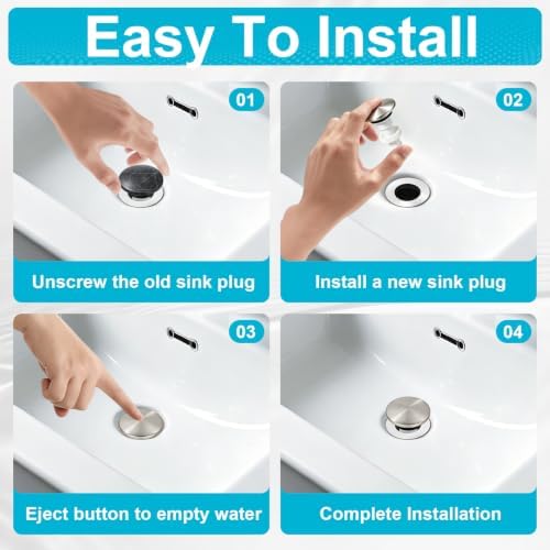 Pop Up Drain Stopper Bathroom Sink Compatible - Image 6