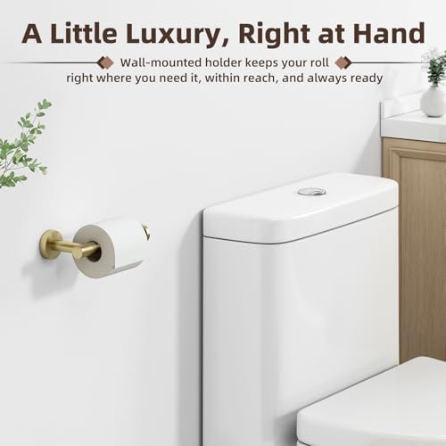 APLusee Toilet Paper Holder, Brushed Gold, 304 Stainless Steel - Image 5