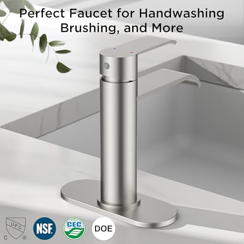 FORIOUS Waterfall Bathroom Faucet Single Hole Brushed Nickel 2 Pack - Image 7