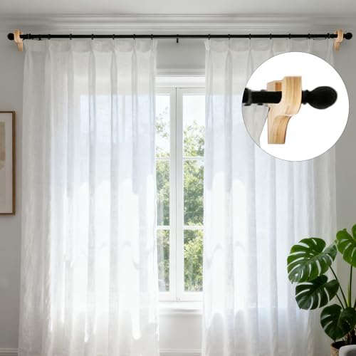 6 Pack Curtain Hooks for Wall, Wooden Shower Rod Holder - Image 6