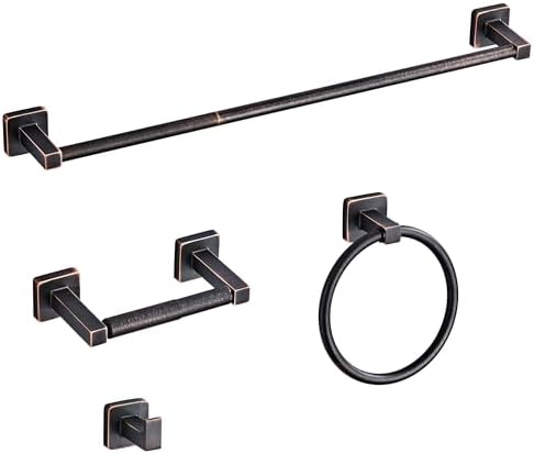 Bathroom Hardware Set 4 Pieces, Oil Rubbed Bronze Bathroom Accessories Set by bluebyrne