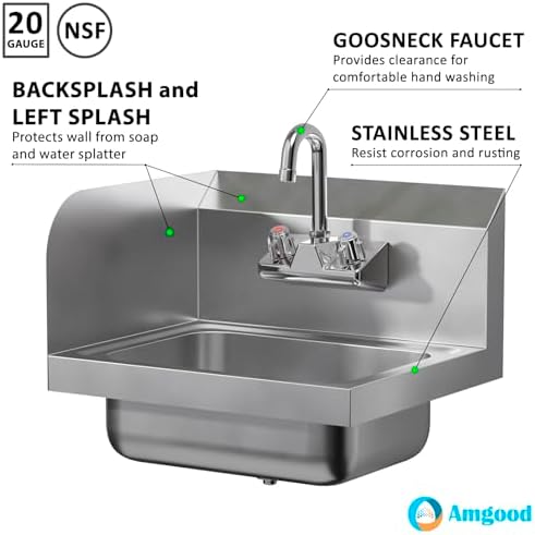Stainless Steel Wall Mounted Hand Sink 17 in. x 15 in. - Image 5