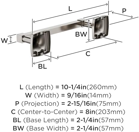 Amerock Stature 8" Polished Nickel Towel Bar - Image 3