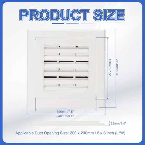PATIKIL 8x8 Inch Plastic Ventilation Grille, Return Air Vent Cover Removable - Image 2