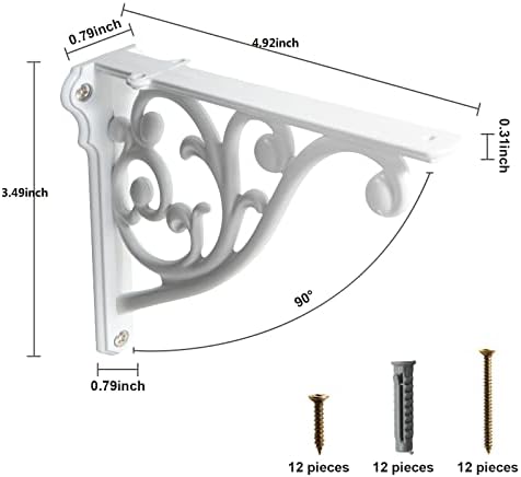 Khtumeware Ornate Decorative Shelf Brackets, 5-inch Small wall Mounted Shelving - Image 2