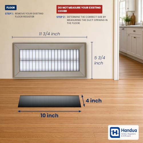 Fits 4x10 and 10x4 Duct Opening | Return Air Floor Grille by Handua | Walkable - Image 2
