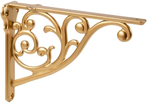 Gold Heavy Duty Shelf Brackets 8 x 5.5 Inch, Rustic Gold Iron L Shelf Bracket - Image 2