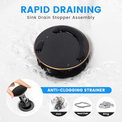 Bathroom Sink Drain with Overflow with Hair Catcher Anti-Clog Sink Strainer - Image 4