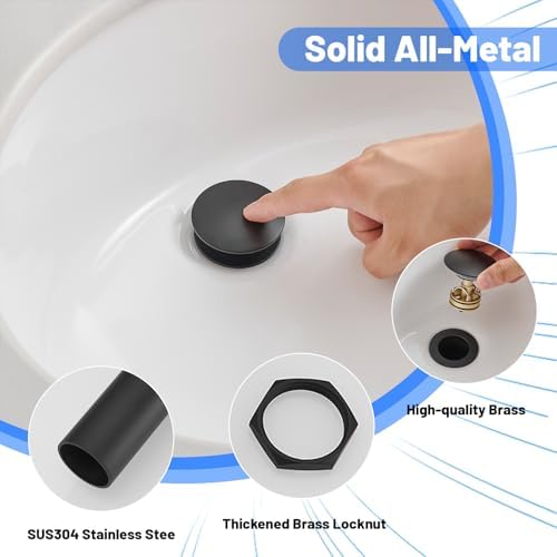 BWE Bathroom Drain Assembly Without Overflow, Sink Drain Stopper - Image 3