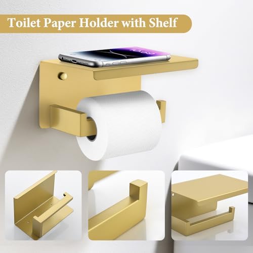 TURS Brushed Gold Bathroom Hardware Set 4-Piece Bath Towel Bar Set 24 Inch - Image 3