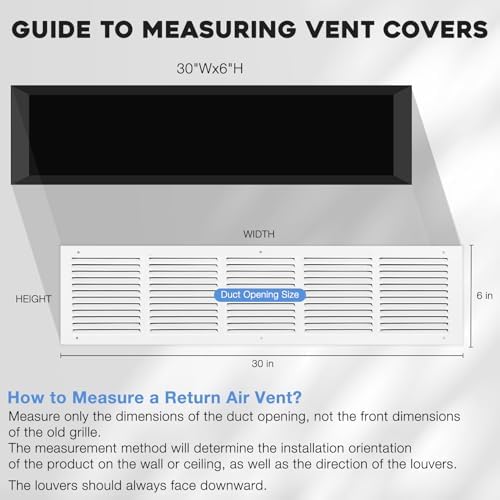 30"W x 6"H Steel Return Air Grille | HVAC White Rust-Resistant Vent Cover - Image 2
