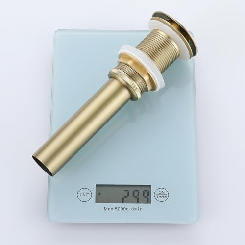 RANDOM Brushed Gold Sink Drain Stopper Without Overflow Bathroom Pop Up Drain - Image 4
