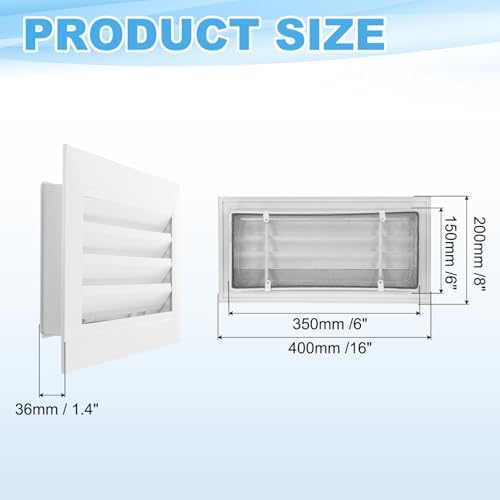 PATIKIL 8 x 16 Inch Gable Vent, 14 x 6 Inch Duct Opening Size - Image 2