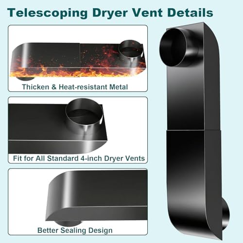 Periscope Dryer Vent, 9.5-14.5" Adjustable Dryer Vent Upgraded 304 Stainless - Image 4