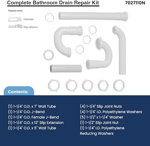 PlumbCraft 15-Piece Bathroom Sink Drain Repair Kit, Universal Fit - Image 2