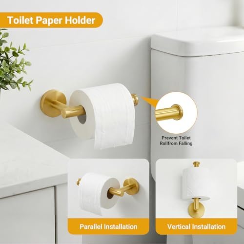 5 Piece Brushed Gold Bathroom Hardware Set, 24 Inch Bathroom Hardware Set Towel - Image 6