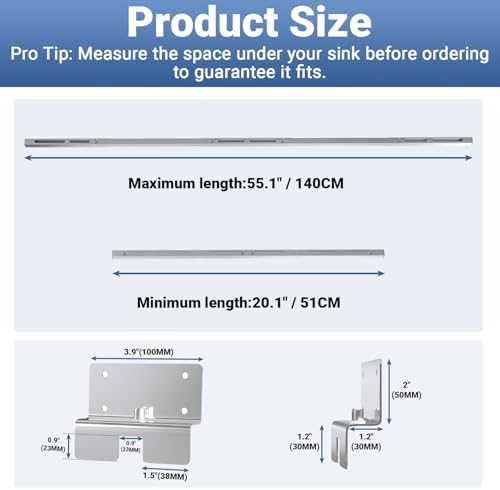 Adjustable Sink Support | Kitchen Undermount Sink Brackets | 20.1-55.1 inches - Image 2